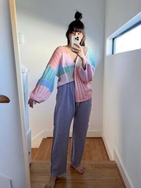 Atelier Delphine Joggers Double Layered Texture Knit in Lilac Purple